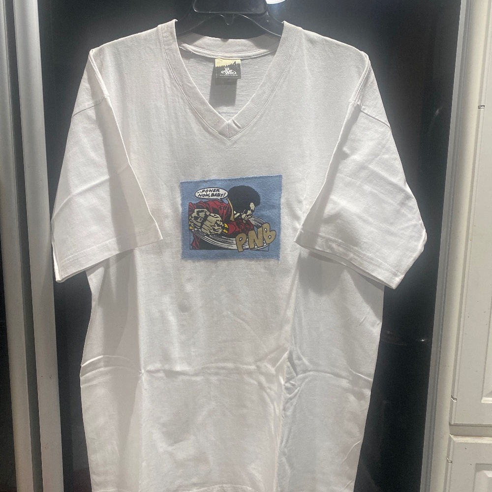 PNB Vintage Power Now Baby Oversize V Neck T Shirt Sz L